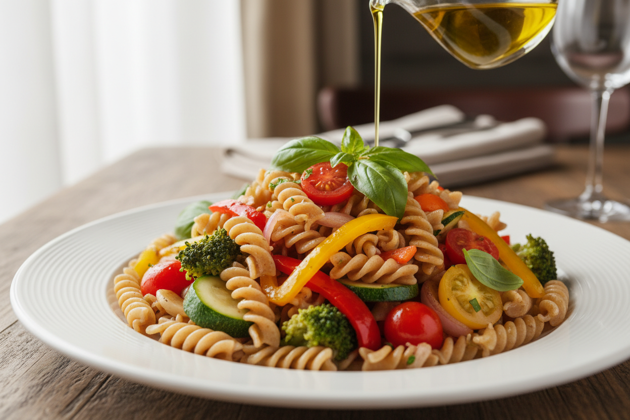 Fusilli integrali con verdure di stagione