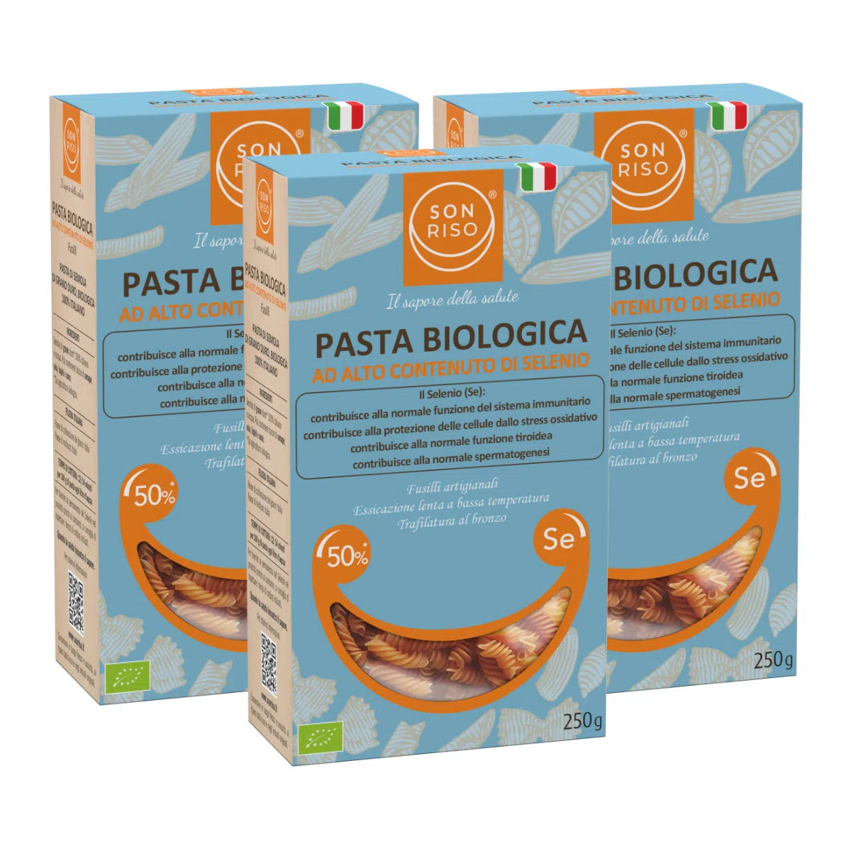 Scorta 3 Confezioni - Fusilli Bio ad alto contenuto di Selenio
