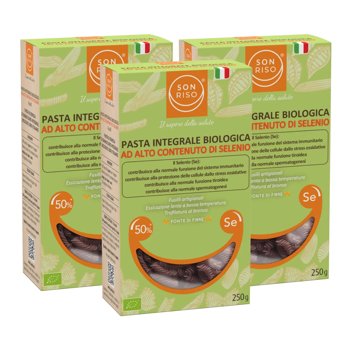 Scorta 3 Confezioni - Fusilli Integrali Bio ad alto contenuto di Selenio