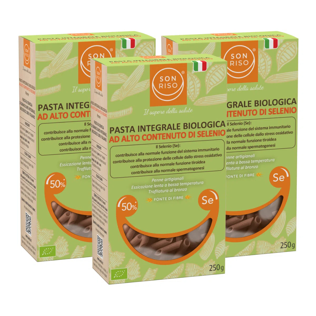 Scorta 3 Confezioni - Penne Integrali Bio ad alto contenuto di Selenio