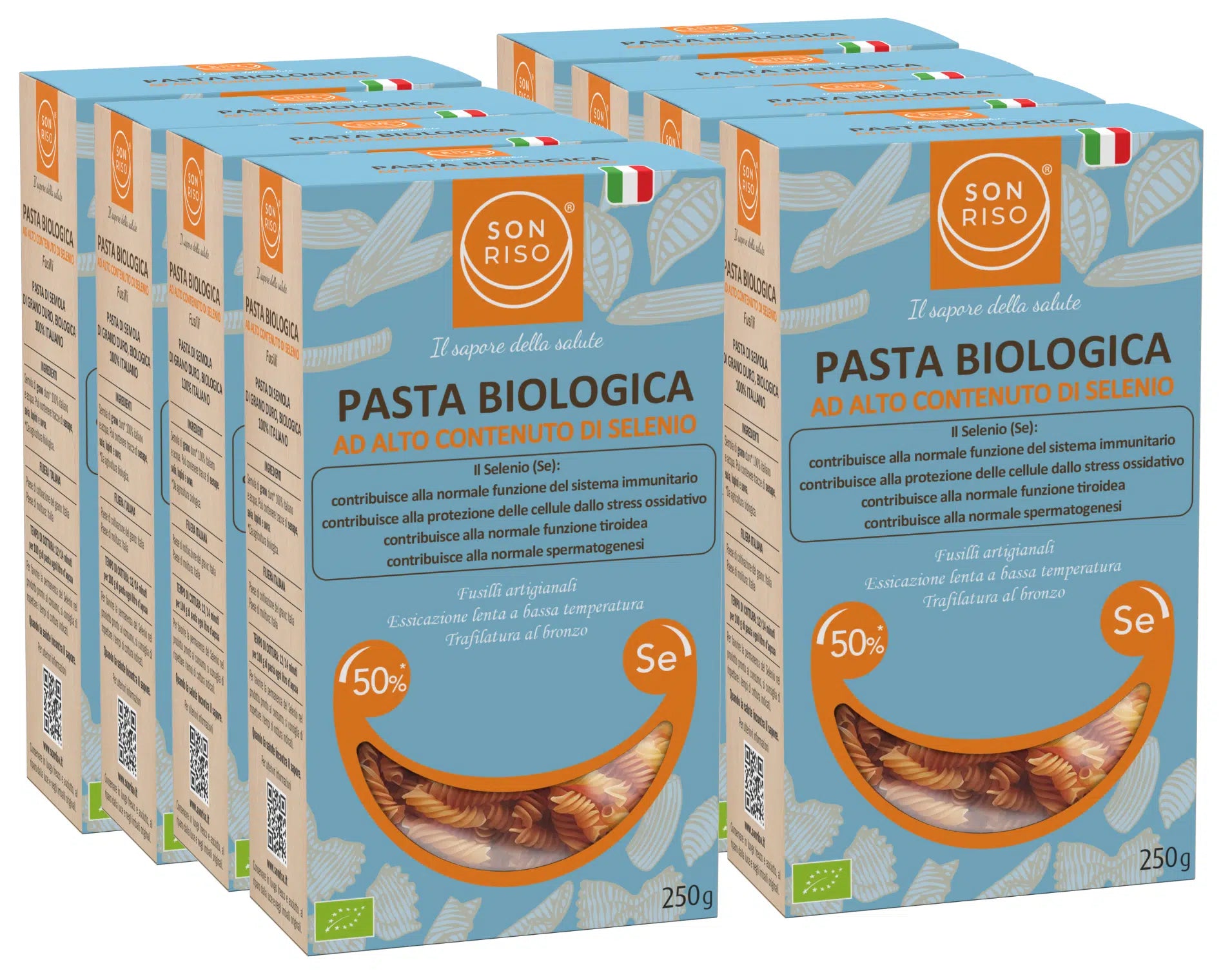 Scorta 8 Confezioni - Fusilli Bio ad alto contenuto di Selenio