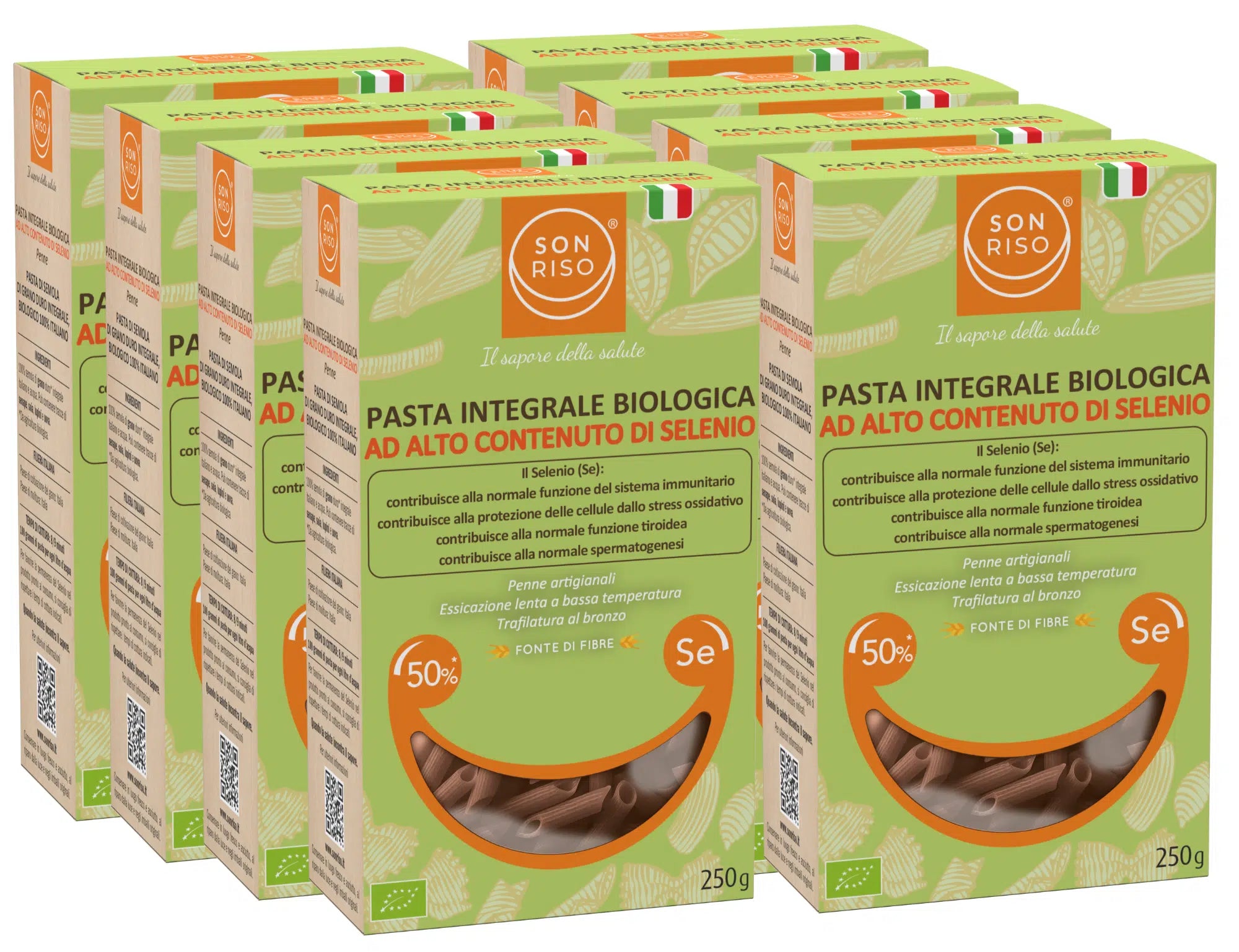 Scorta 8 Confezioni - Penne Integrali Bio ad alto contenuto di Selenio